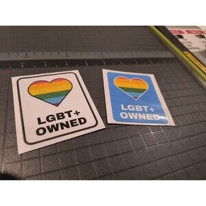LGBT+ Owned Business Waterproof Sticker Support Gay Sign Decal Vinyl (2 Pack)